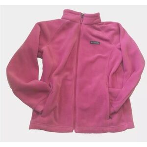Columbia Girls Fleece Full Zip Jacket Pink Size XL (18/20) Pockets Long sleeve